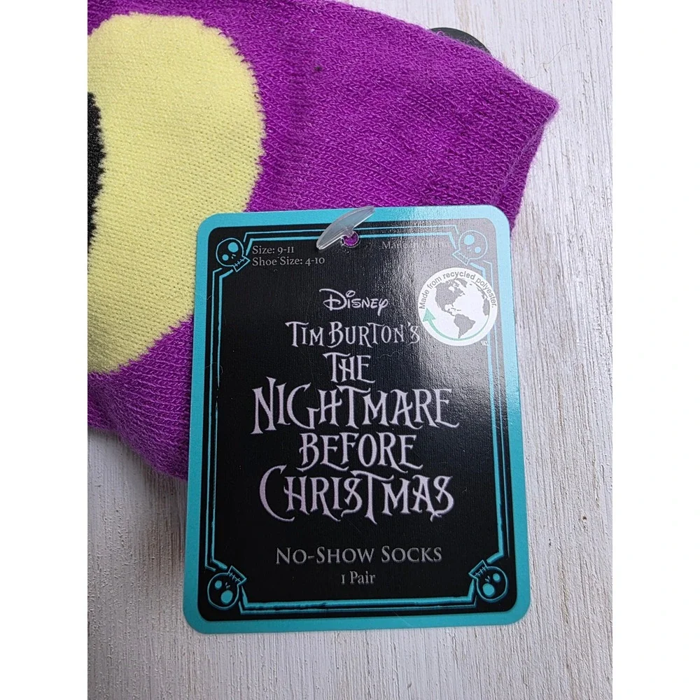 Disney Nightmare Before Christmas Jack Sally No-Show Socks Purple Goth NWT